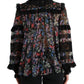 Dolce & Gabbana Elegant Floral Silk Blouse with Lace Trim