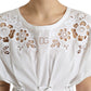 Dolce & Gabbana Elegant White Floral Lace-Up Blouse