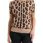 Dolce & Gabbana Elegant Beige Leopard Turtleneck Wool Top