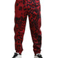 Dolce & Gabbana Elegant Leopard Print Joggers in Red and Black