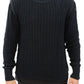 Dolce & Gabbana Elegant Blue and Black Layered Sweater