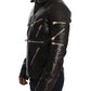 Dolce & Gabbana Elegant Brown Gold-Detailed Leather Jacket