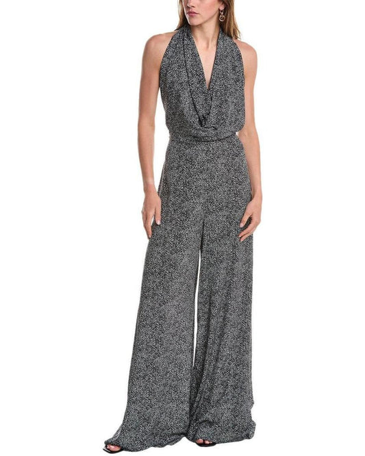 Michael Kors Collection Cheetah Halter Silk Jumpsuit