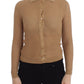 Dolce & Gabbana Beige Knitted Cotton Polo Cardigan Sweater