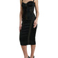 Dolce & Gabbana Elegant Black Lace-Up Midi Bodycon Dress