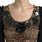 Dolce & Gabbana Silk Leopard Embellished Long Dress