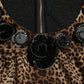 Dolce & Gabbana Silk Leopard Embellished Long Dress