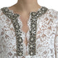 Dolce & Gabbana Elegant White Shift Dress with Crystal Embellishment