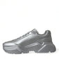 Dolce & Gabbana Elegant Silver Calfskin Leather Sneakers