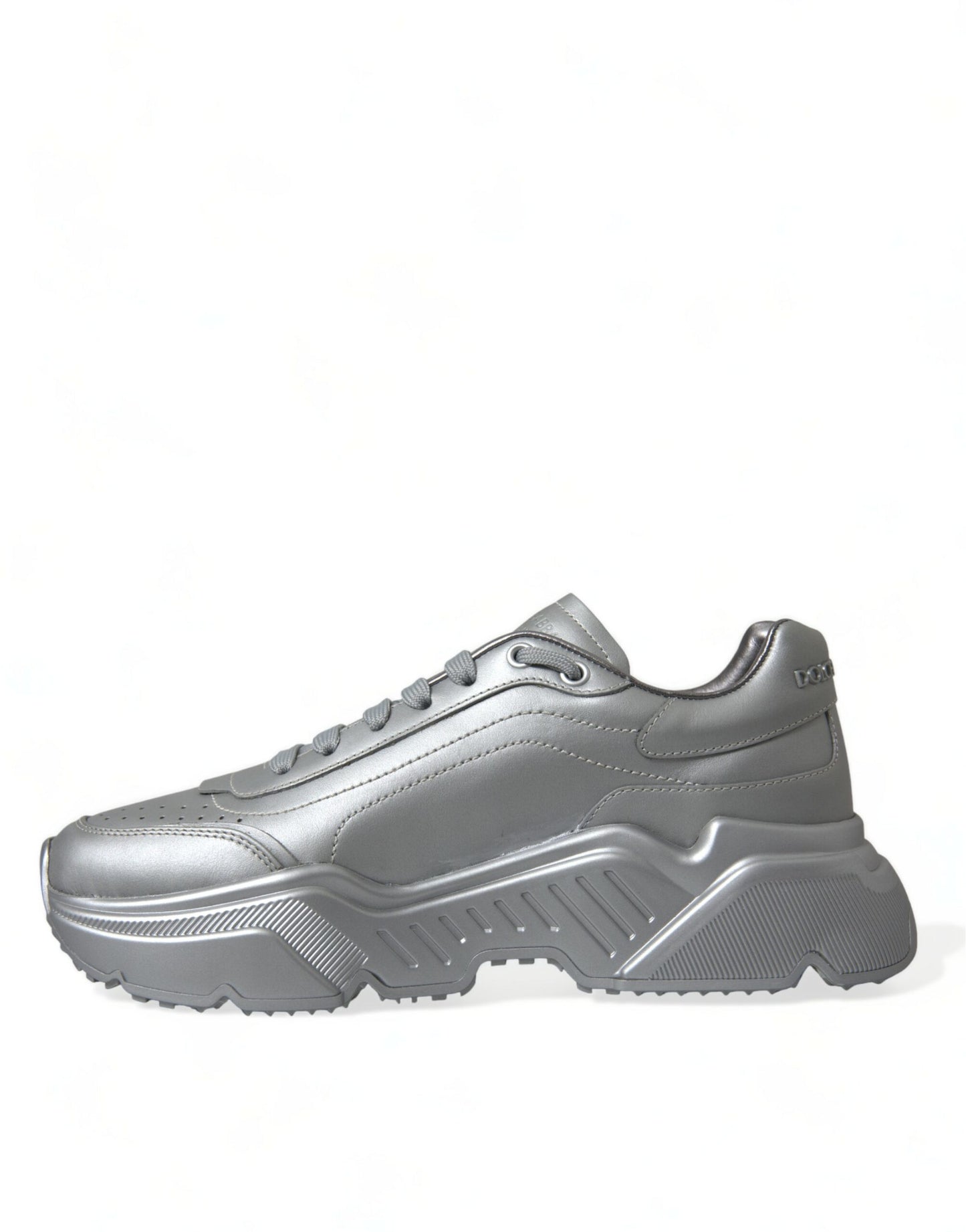 Dolce & Gabbana Elegant Silver Calfskin Leather Sneakers