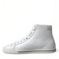 Dolce & Gabbana Elegant White Leather High Top Sneakers