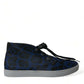 Dolce & Gabbana Chic Blue Leopard Print Mid-Top Sneakers