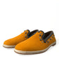 Dolce & Gabbana Exclusive Orange Canvas Loafers with Studs