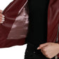 Dolce & Gabbana Bordeaux Biker Leather Jacket