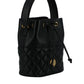 Versace Elegant Black Leather Bucket Shoulder Bag