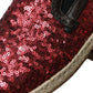 Dolce & Gabbana Red Sequined Leather Loafers