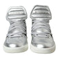 Dolce & Gabbana Silver Leather High-Top Sneakers