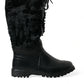 Dolce & Gabbana Sleek Black Shearling Mid Calf Boots