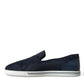 Dolce & Gabbana Elegant Blue Suede Leather Loafers