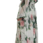 Dolce & Gabbana Elegant White Silk Maxi Dress with Pink Roses