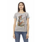 Trussardi Action Chic Gray Cotton Blend Tee with Unique Print