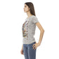 Trussardi Action Chic Gray Cotton Blend Tee with Unique Print