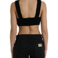 Dolce & Gabbana Elegant Black Cashmere Bustier Crop Top