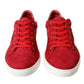 Dolce & Gabbana Elegant Red & White Leather Sneakers