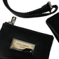 Dolce & Gabbana Elegant Black Nylon Leather Pouch with Silver Details