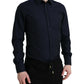 Dolce & Gabbana Elegant Navy Jacquard Dress Shirt