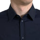 Dolce & Gabbana Elegant Navy Jacquard Dress Shirt