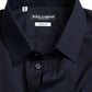 Dolce & Gabbana Elegant Navy Jacquard Dress Shirt