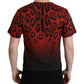 Dolce & Gabbana Red Leopard Print Crew Neck Tee