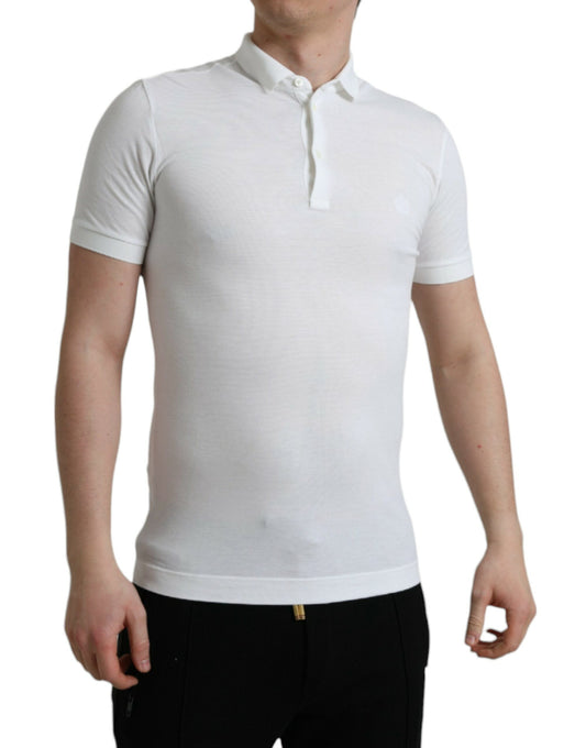 Dolce & Gabbana Crown Embroidered White Cotton Polo