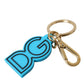 Dolce & Gabbana Elegant Blue Gold Keychain Accessory