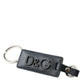 Dolce & Gabbana Elegant Leather Keychain in Black & Silver