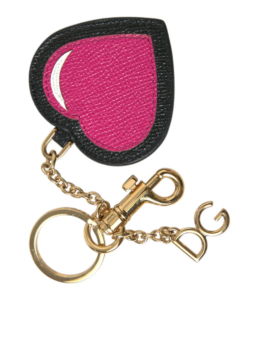 Dolce & Gabbana Stunning Gold and Pink Leather Keychain