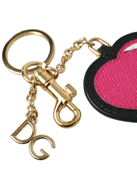 Dolce & Gabbana Stunning Gold and Pink Leather Keychain