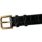 Dolce & Gabbana Elegant Gold Black Leather Bracelet