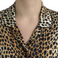 Dolce & Gabbana Elegant Brown Animal Print Silk Blouse