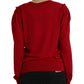 Dolce & Gabbana Elegant Red V-Neck Wool Cardigan