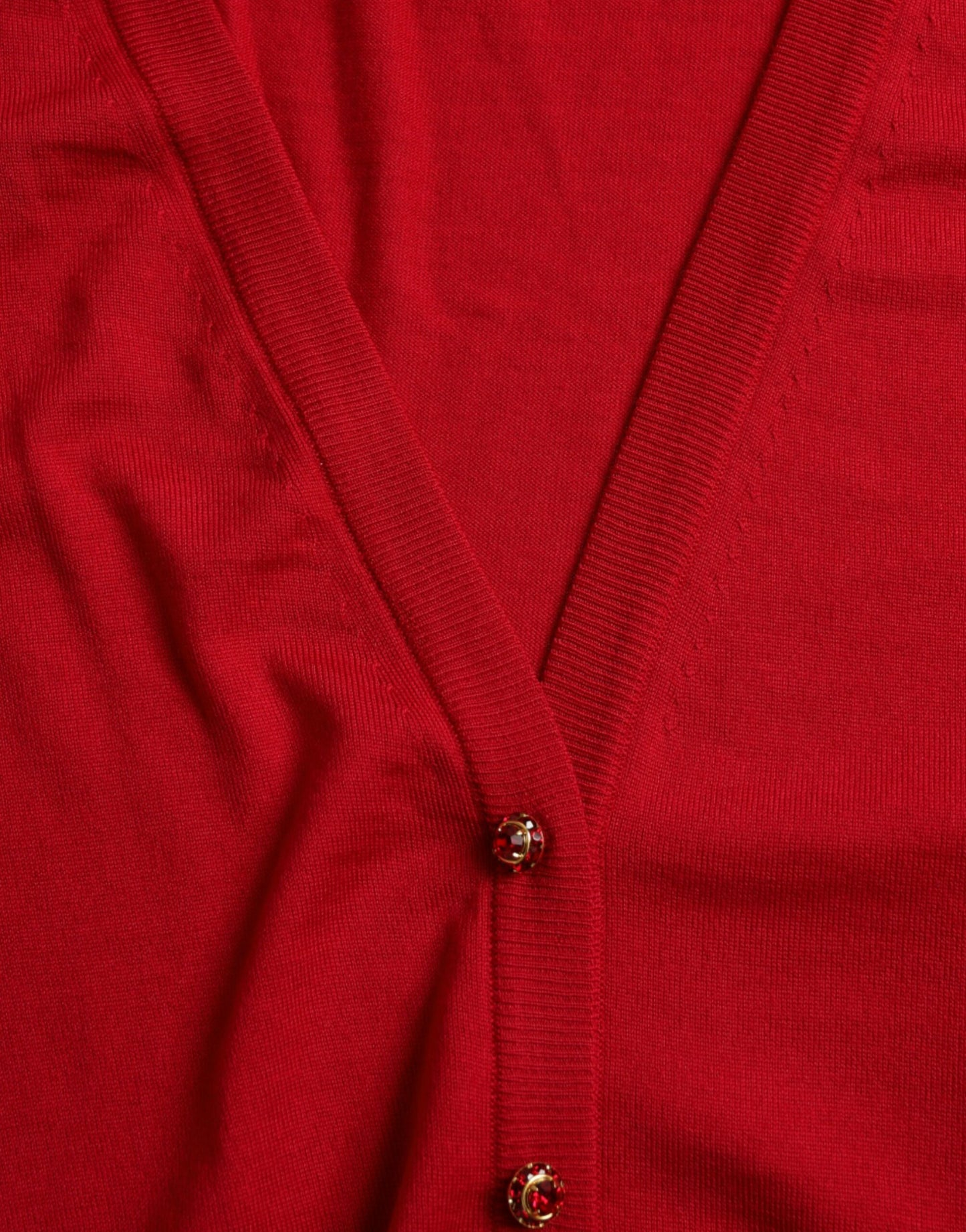 Dolce & Gabbana Elegant Red V-Neck Wool Cardigan