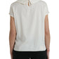 Dolce & Gabbana Elegant Off-White Lace-Trim Silk Blouse