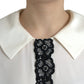 Dolce & Gabbana Elegant Off-White Lace-Trim Silk Blouse