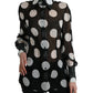 Dolce & Gabbana Silk Collared Button-Up Blouse in Black & White