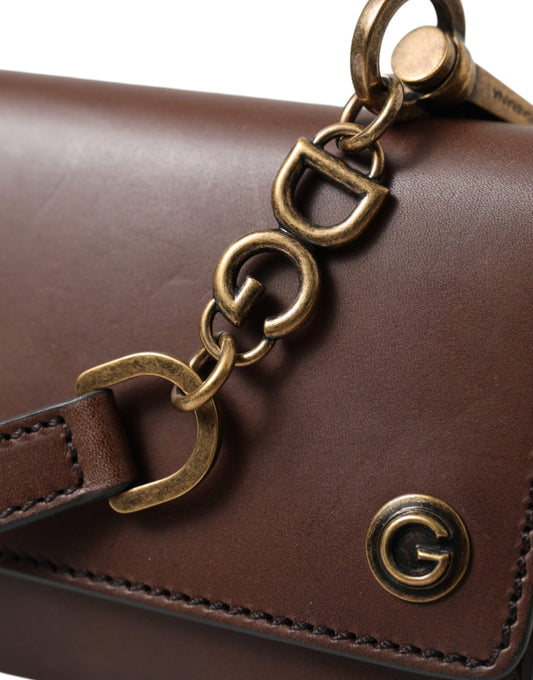 Dolce & Gabbana Elegant Leather Shoulder Bag in Rich Brown