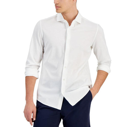 Men's Slim-Fit Stretch Piqué Button-Down Shirt