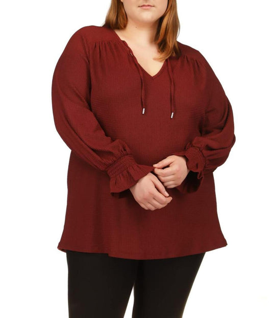 Plus Size Solid Raglan Peasant Tunic