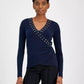 MICHAEL Women's Astor Studded Surplice Top