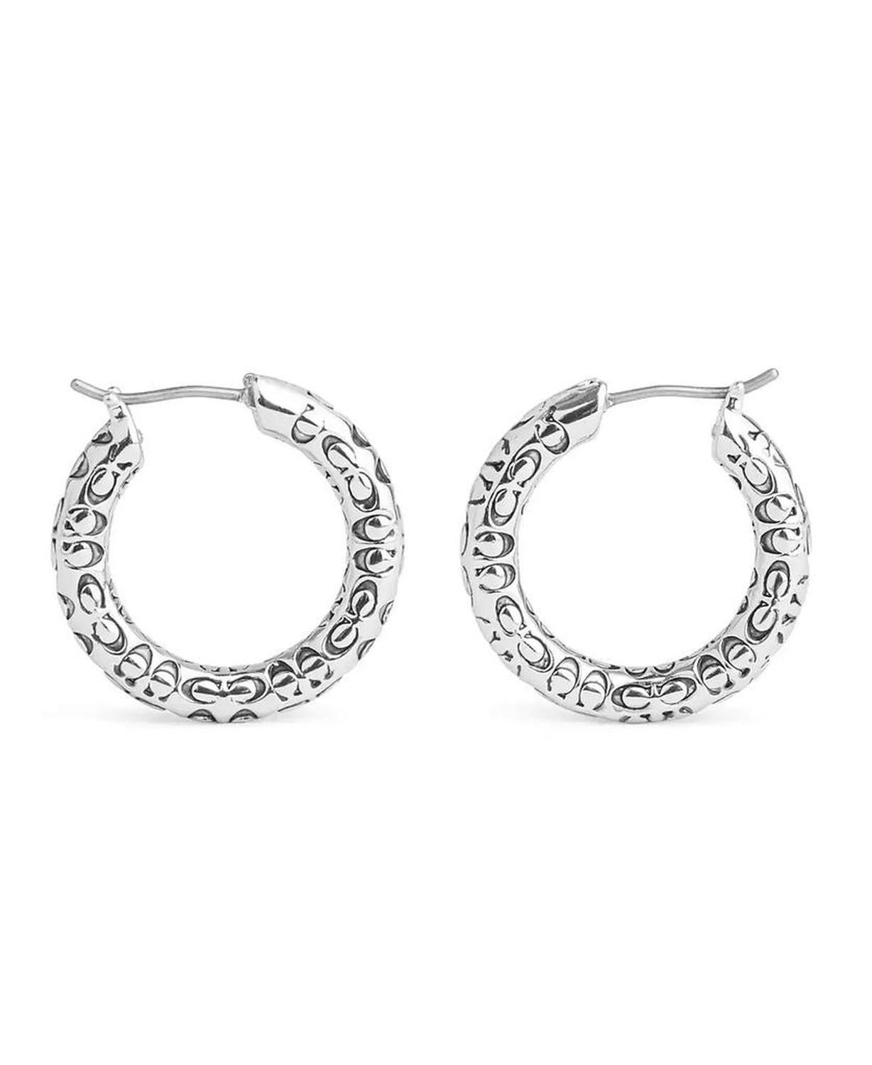 Faux Stone Signature Quilted Hoop Earrings